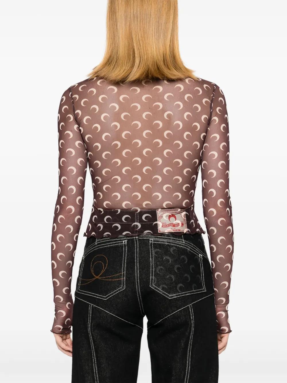 Moon-print mesh crop top Product Image