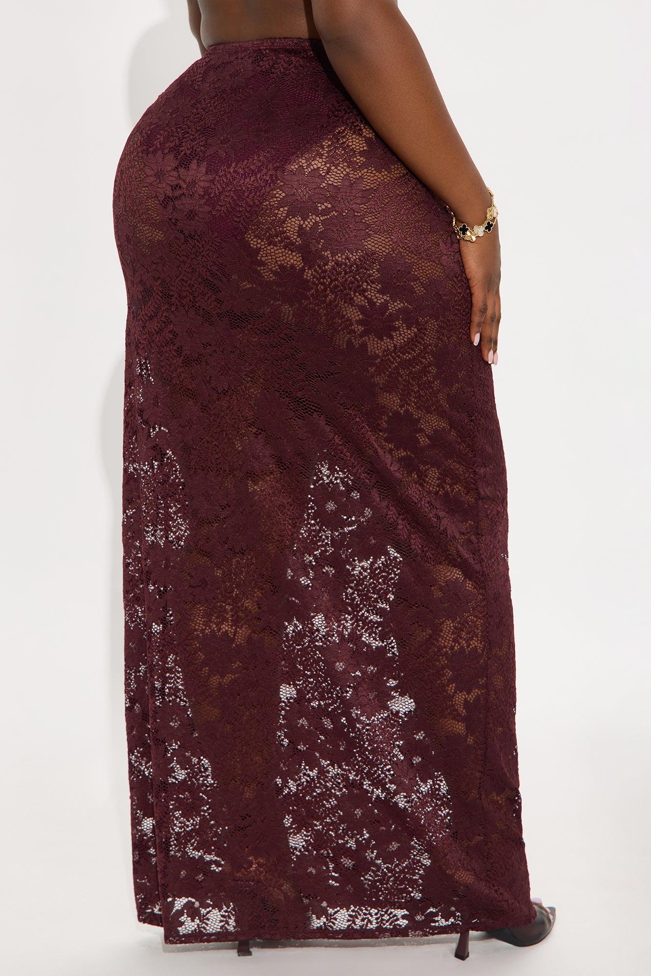 Lost In Lace Sheer Maxi Skirt - Chocolate Female Product Image