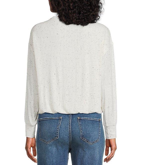Westbound Knit Long Sleeve Crew Neck Bubble Top Product Image