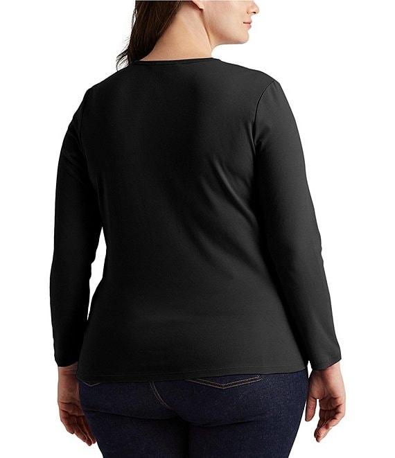 Lauren Ralph Lauren Plus Size Long Sleeve Crew Neck Stretch Top Product Image