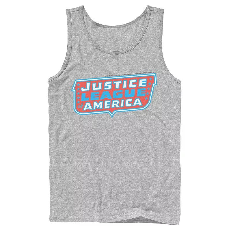 Men's DC Comics Justice League of America Text Poster Logo Tank Top,  Product Image