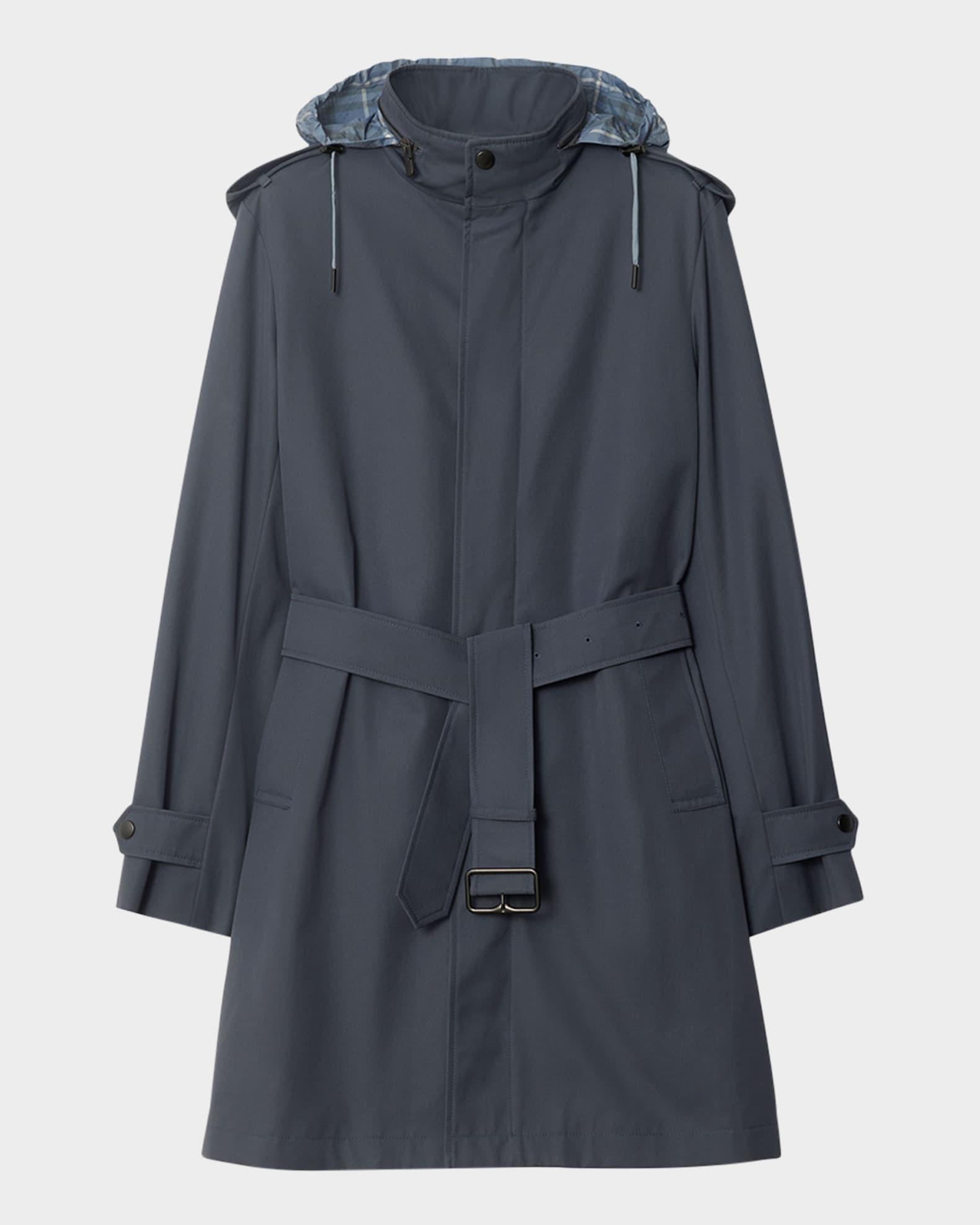 Men's Gabardine Trench Coat with Hood Product Image