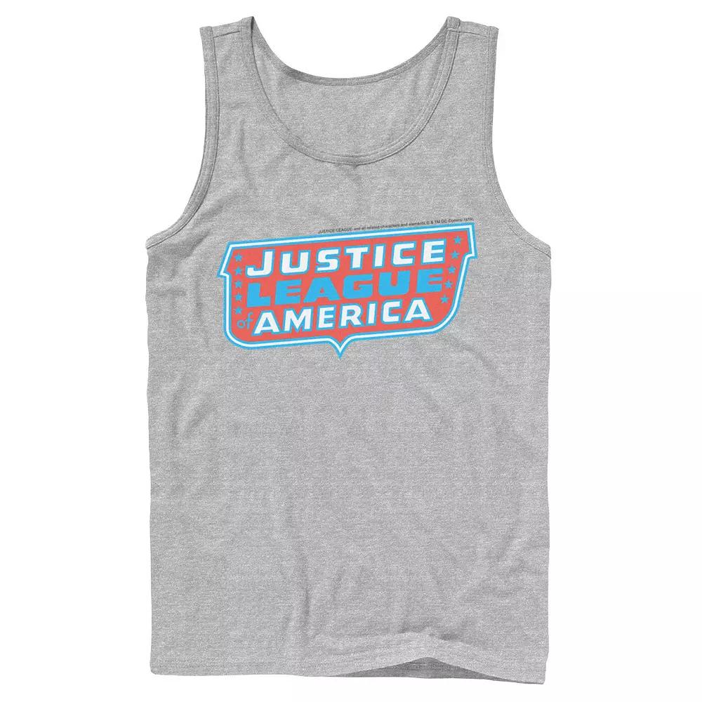 Men's DC Comics Justice League of America Text Poster Logo Tank Top,  Product Image