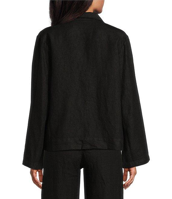 Bryn Walker Lewis Linen Round Notch Lapel Neck Long Sleeve Open-Front Jacket Product Image