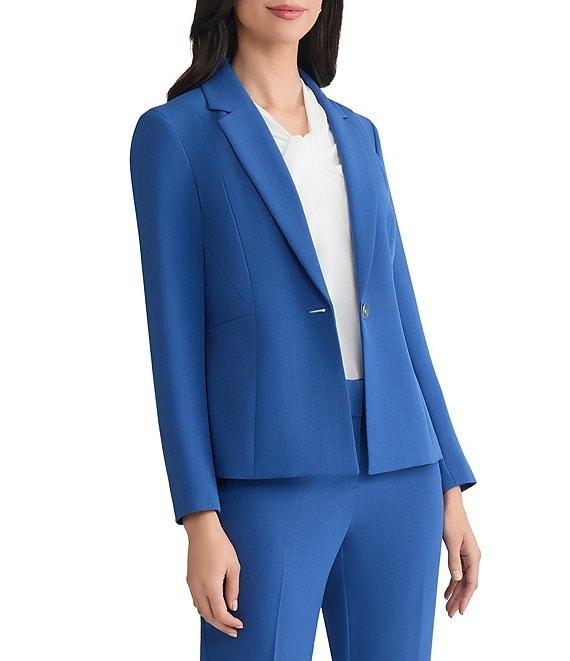 Kasper Stretch Crepe Princess Seams One Button Jacket Product Image