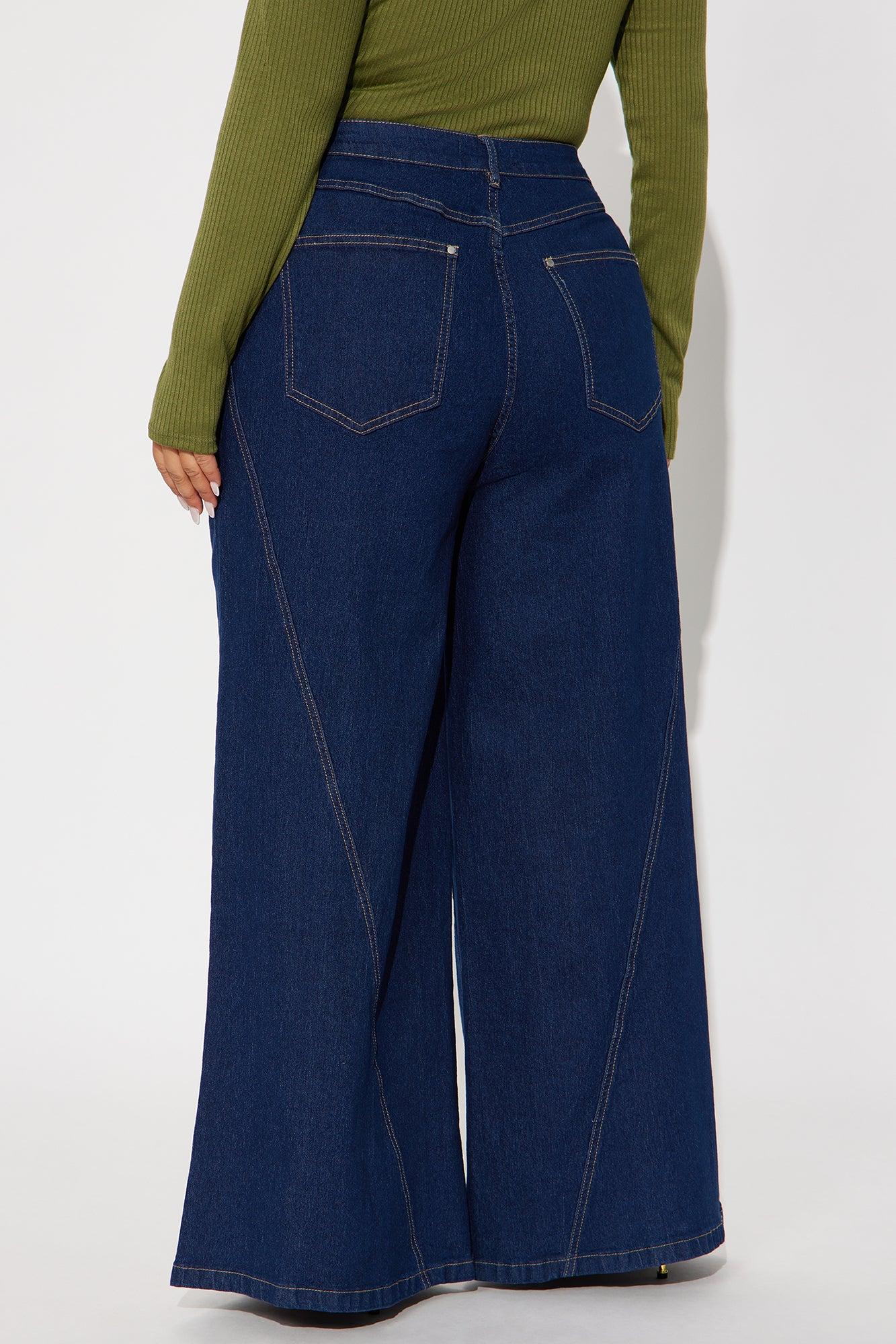 Americano Stretch Super Wide Leg Jeans - Dark Wash Female Product Image