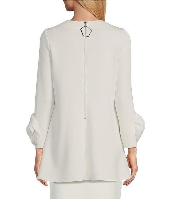 IC Collection Knit Round Neck Long Sleeve Rosette Cuff Tunic Product Image