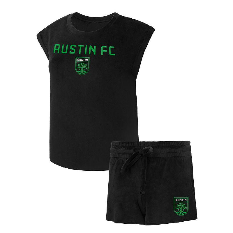 Women's Concepts Sport Black Austin FC Intermission T-Shirt and Shorts Sleep Set,  Product Image
