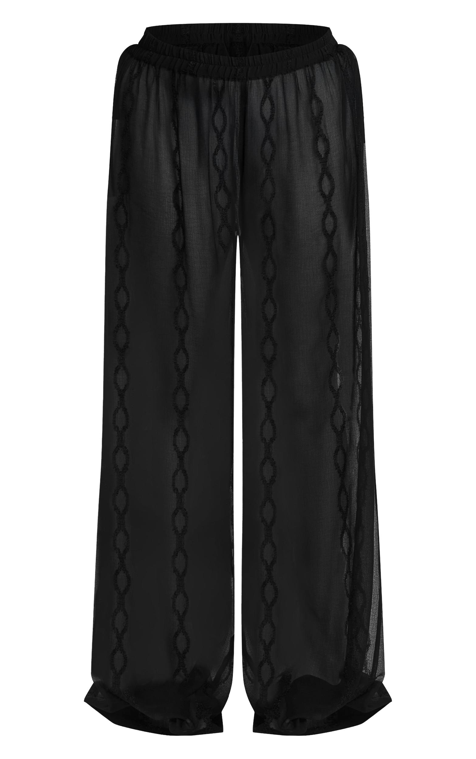 Plus Black Textured Chiffon Triangle Beach Top And Pant Set Product Image