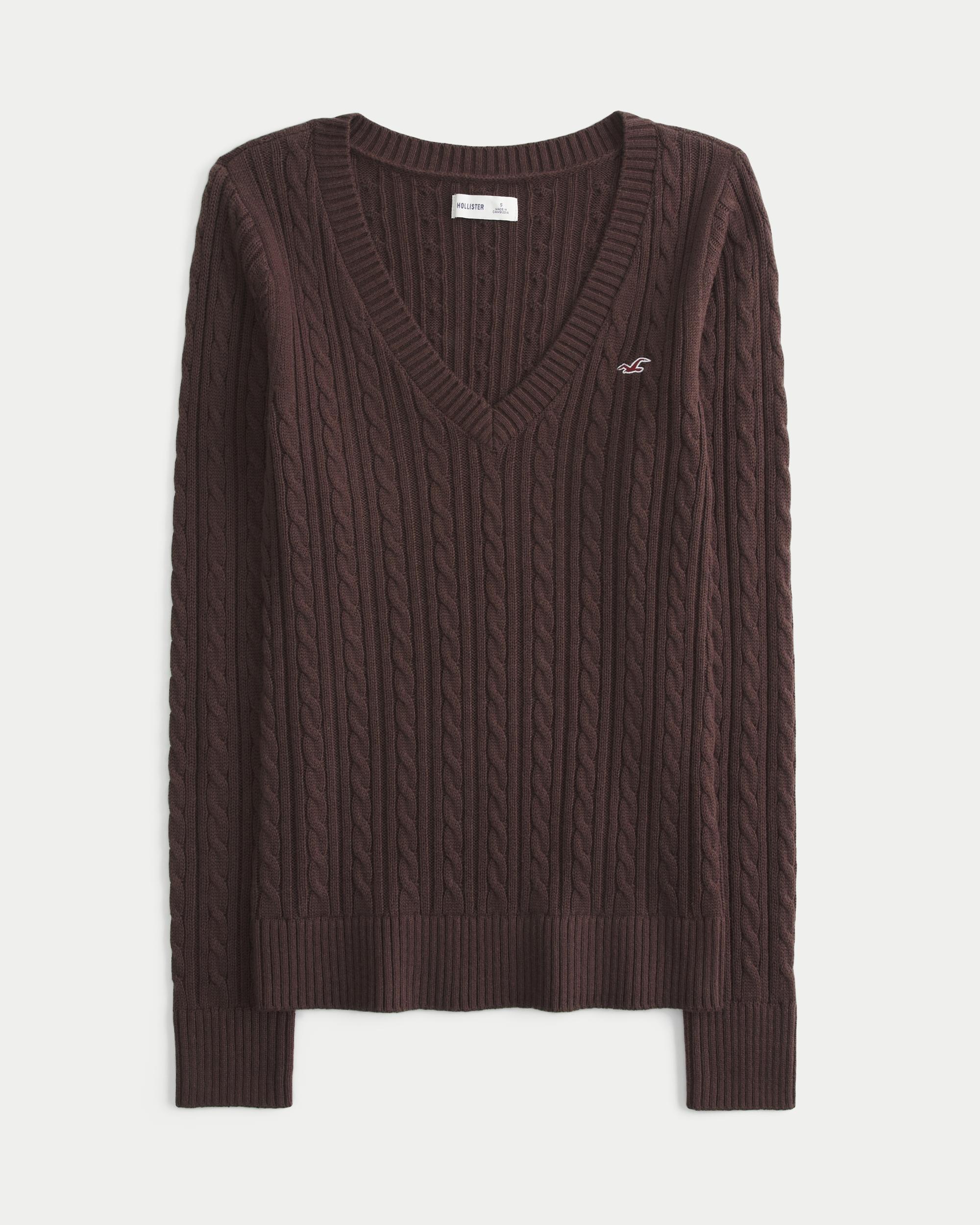Cable-Knit Icon V-Neck Sweater Product Image