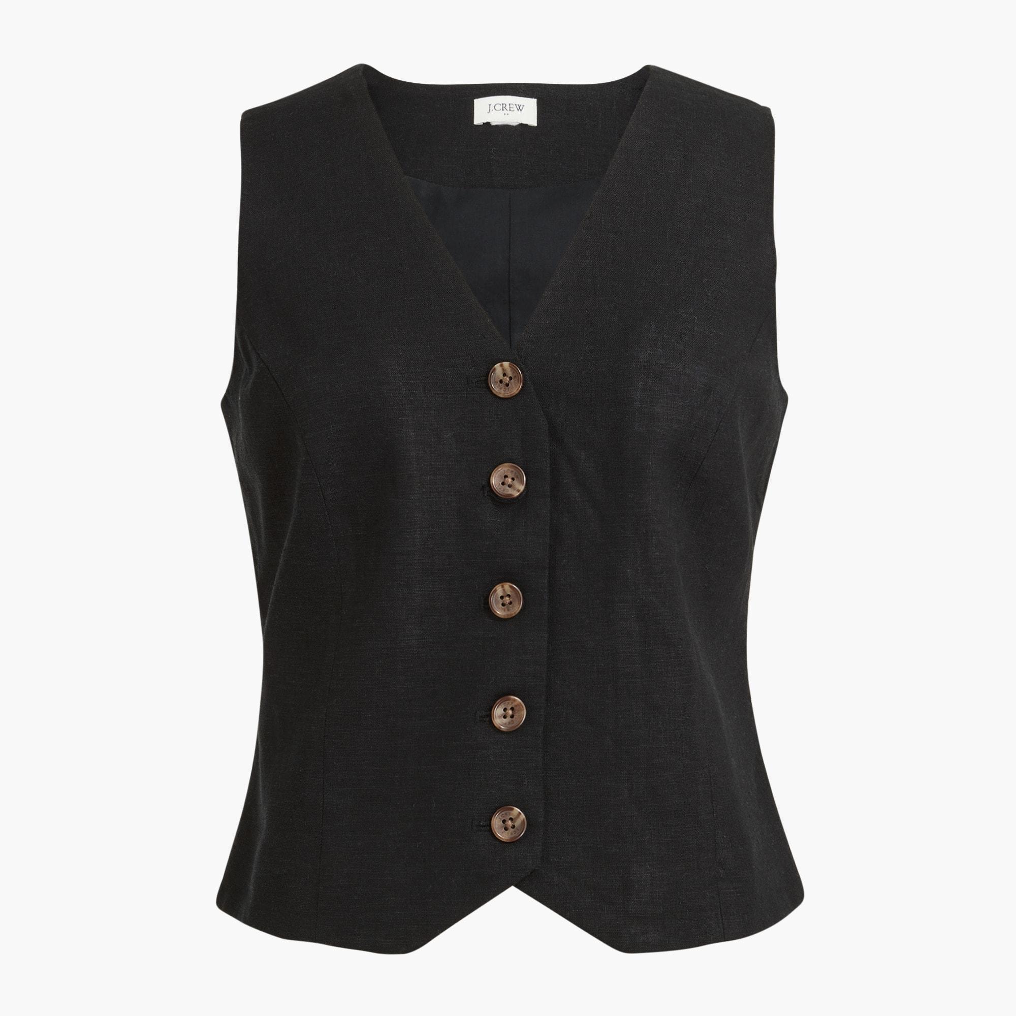Button-front linen-blend vest Product Image