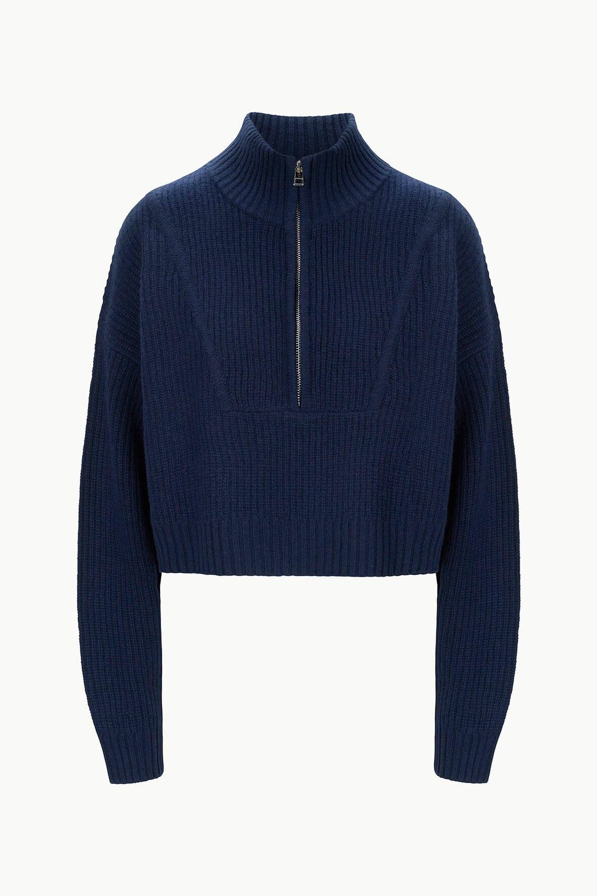 CASHMERE CROPPED HAMPTON SWEATER | NAVY Product Image