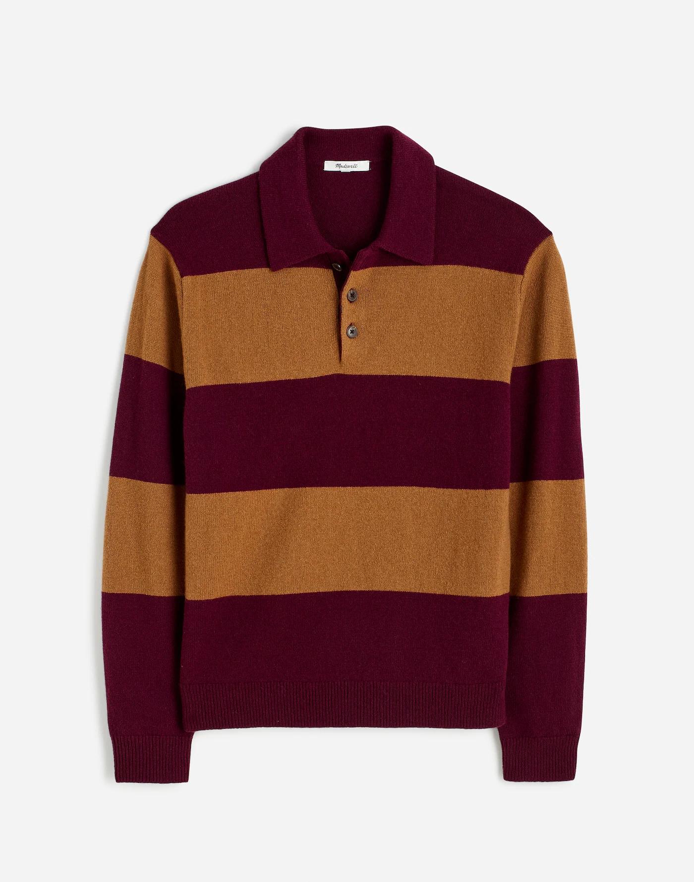 Rugby-Stripe Sweater Polo Shirt in SoftWool Product Image