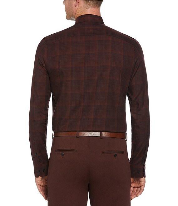 Perry Ellis Herringbone Plaid Long Sleeve Woven Shirt Product Image