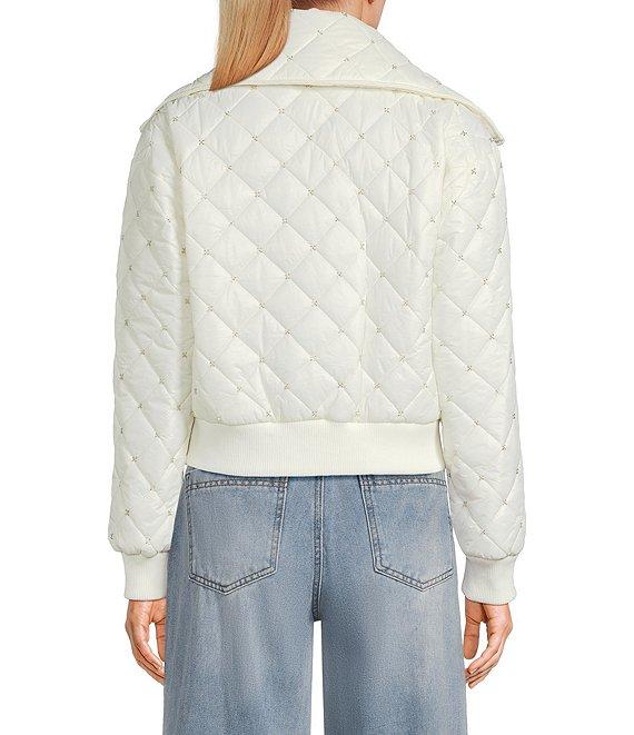 C&V Chelsea & Violet Zip Up Front Beaded Quilted Puffer Jacket Product Image
