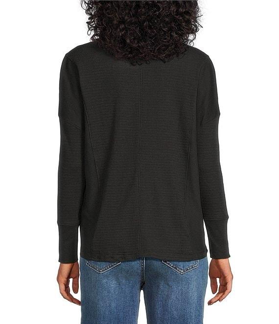 Westbound Waffle Solid Long Sleeve Crew Neck Pullover Top Product Image