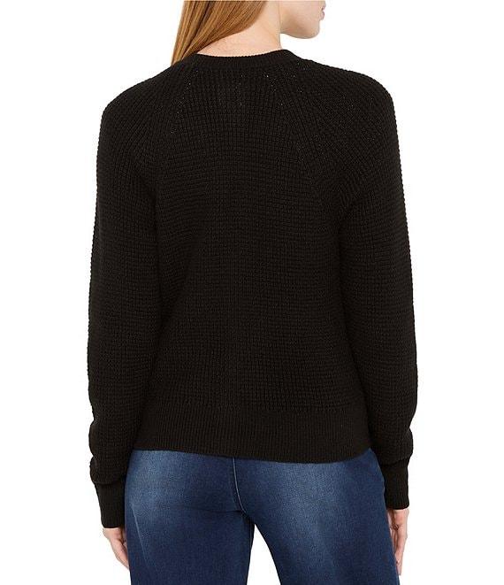 NIC + ZOE Waffle Knit Round Neck Long Sleeve Cardigan Product Image