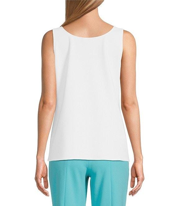Ming Wang Stretch Deco Crepe Scoop Neck Sleeveless Top Product Image