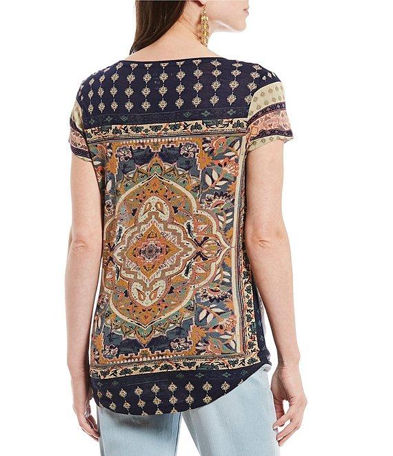 Lucky Brand Persian Carpet Graphic Scoop Neck Short Sleeve Tee Shirt Product Image