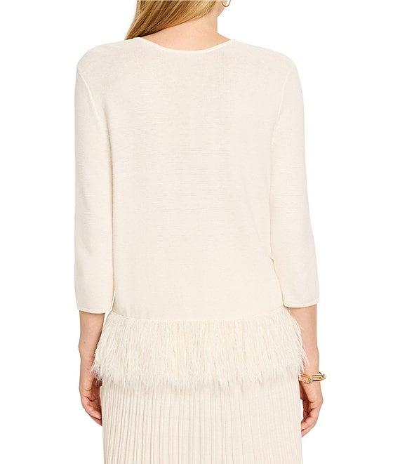 NIC + ZOE Knit Round Neck 3/4 Sleeve Feature Hem Sweater Product Image