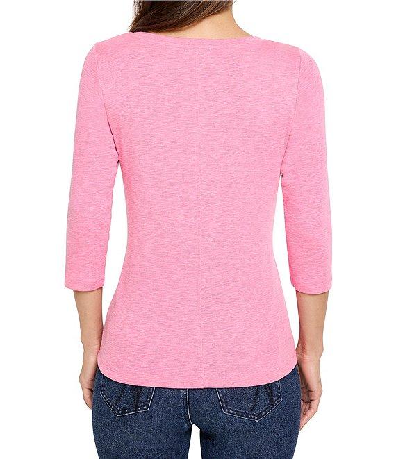 NIC + ZOE NZT Knit Boat Neck 3/4 Sleeve Tee Product Image