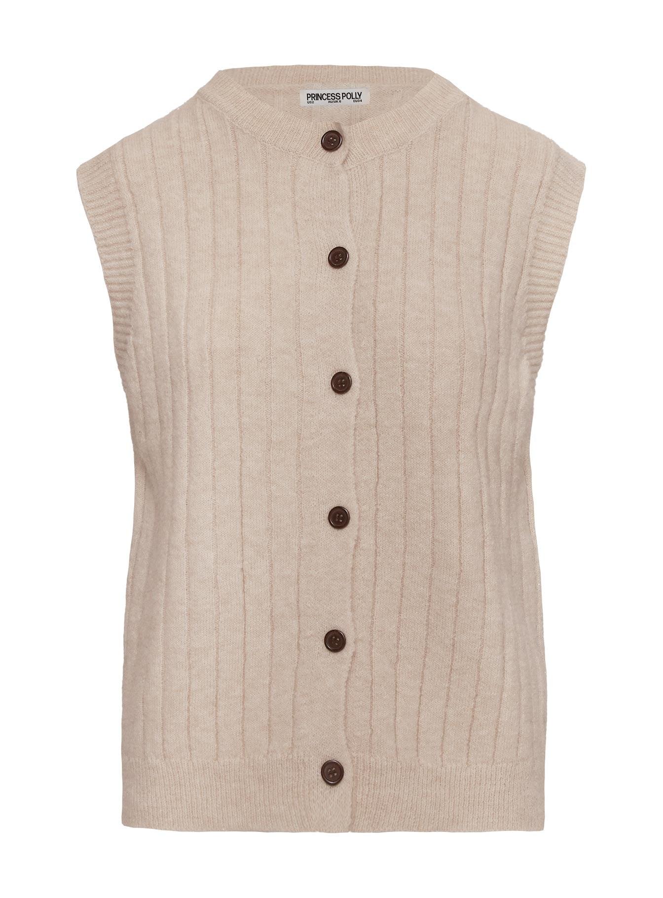 Brookvale Button Up Knit Vest Beige Product Image