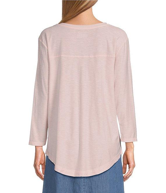 Westbound Petite Size 3/4 Sleeve Knit Crew Neck Top Product Image