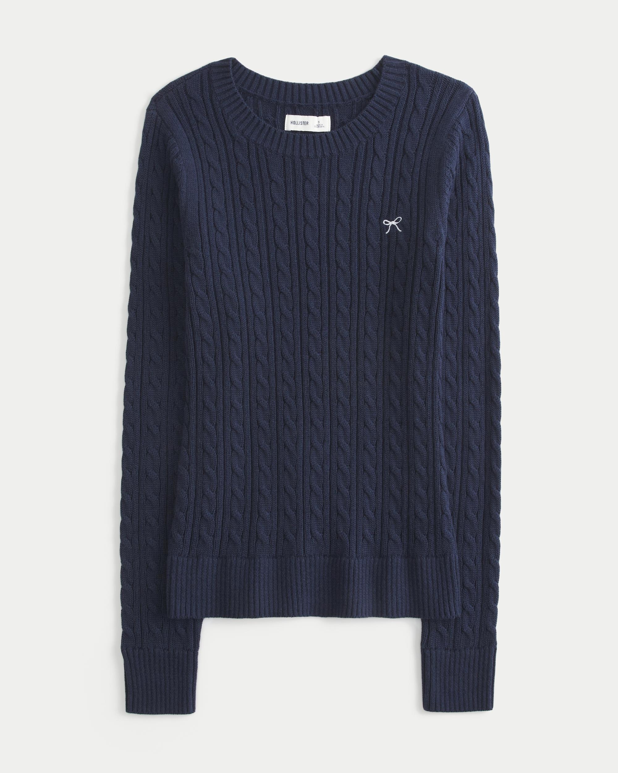 Cable-Knit Crew Sweater Product Image