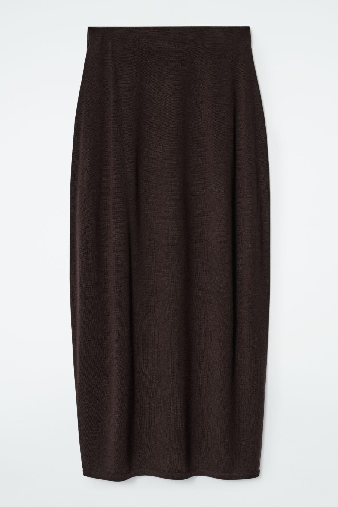ROUNDED MERINO WOOL MAXI SKIRT Product Image