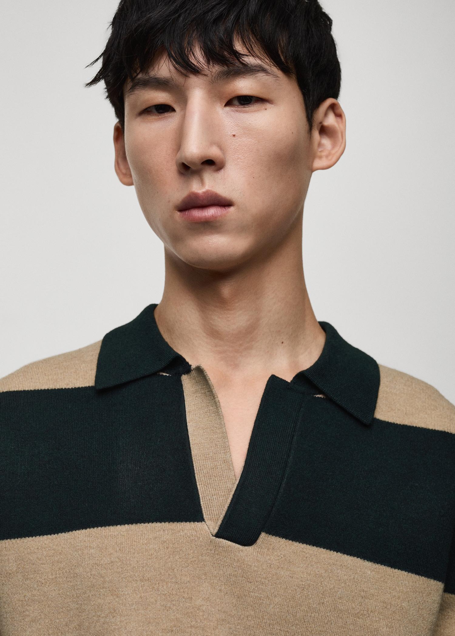 Striped design polo sweater - Men | MANGO USA Product Image