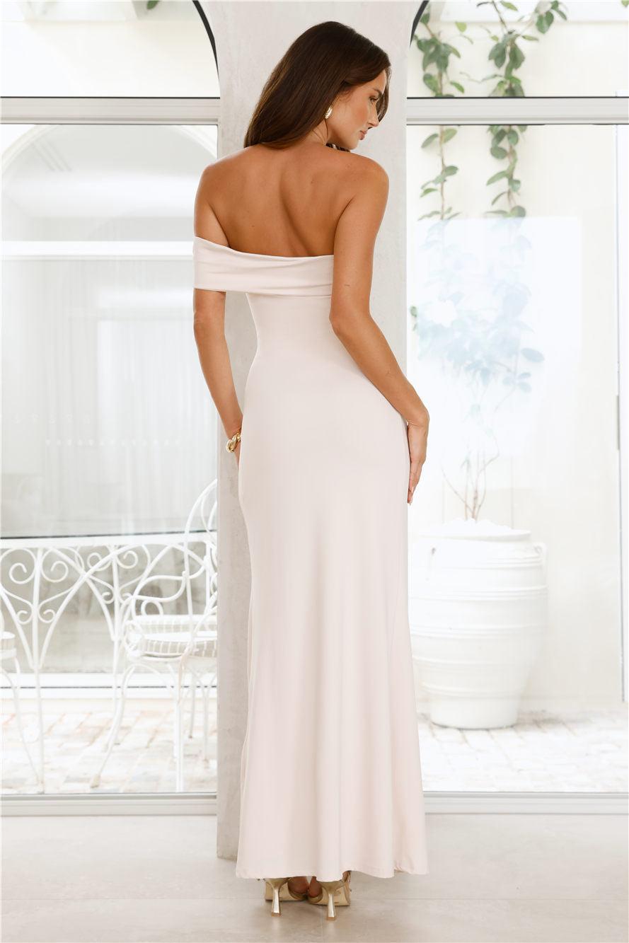 Lavish Luxe Off Shoulder Maxi Dress Ivory Product Image