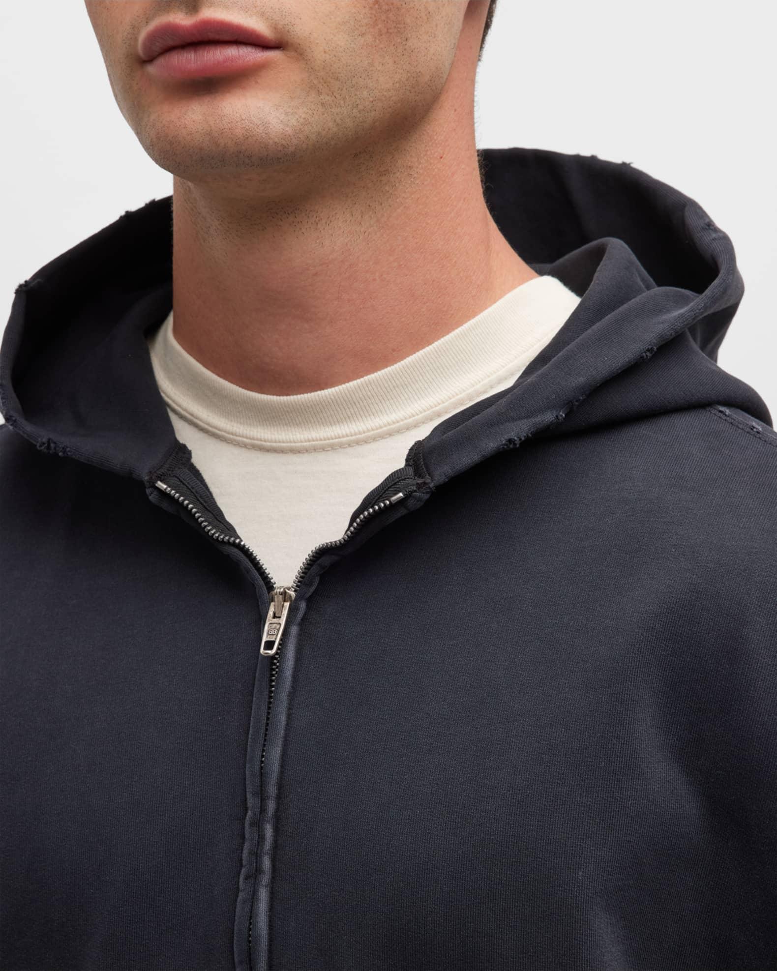 Men's Tape Type Ripped Pocket Zip Up Hoodie Large Fit Product Image