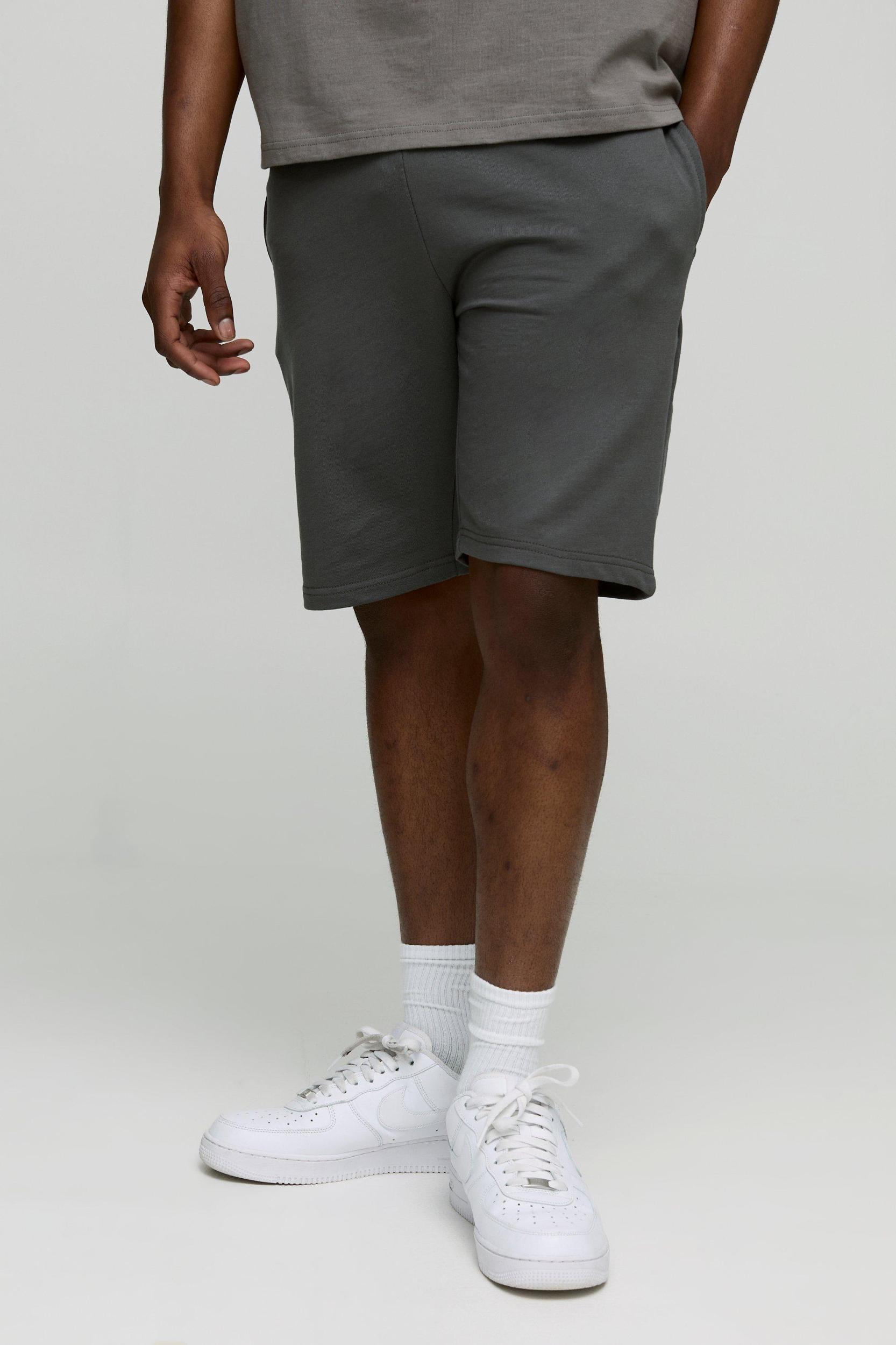 260GSM Loopback Basic Slim Fit Mid Length Shorts | boohooMAN USA Product Image