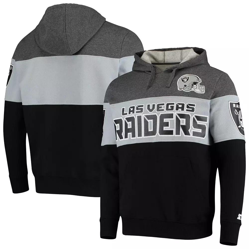 Men's Starter Gray/Silver Las Vegas Raiders Extreme Fireballer Throwback Pullover Hoodie,  Product Image