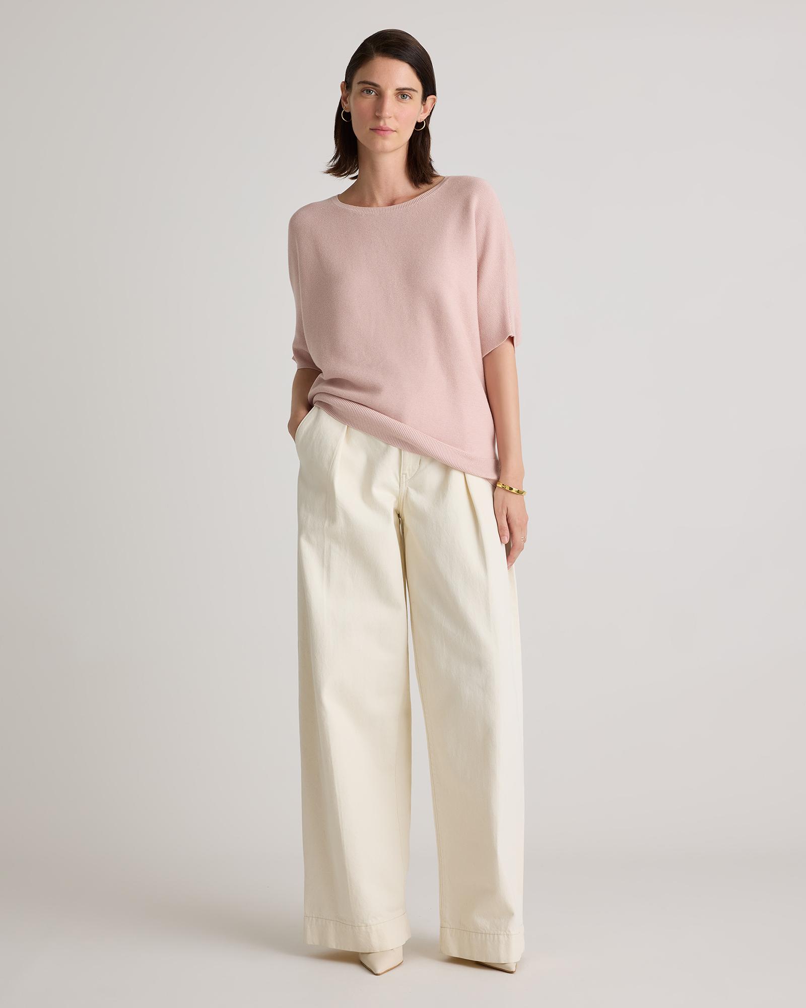 Quince | Women's Lightweight Cotton Cashmere Link-Stitch Dolman Sweater Size XL Product Image