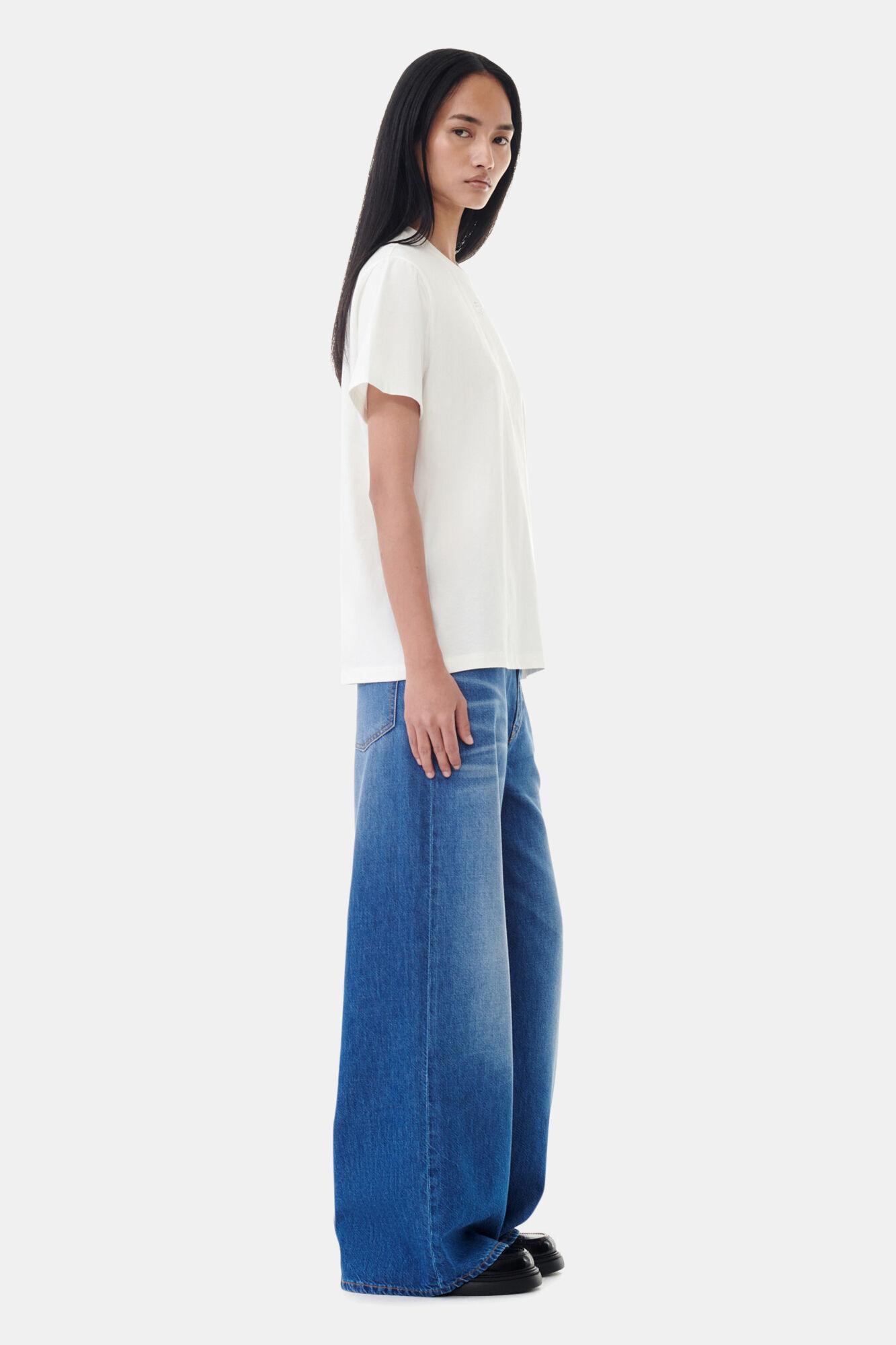 White Basic Jersey Rhinestone Relaxed T-shirt Product Image