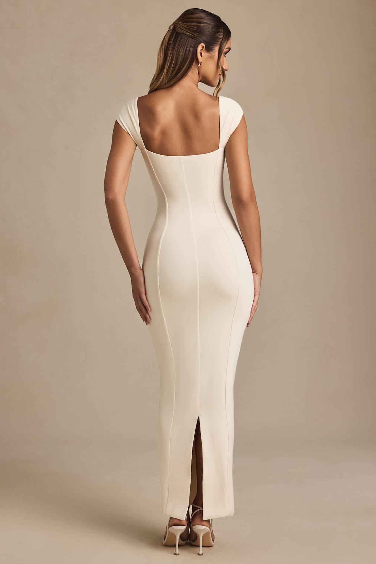 Modal Sweetheart-Neck Cap-Sleeve Midaxi Dress in Ivory Product Image