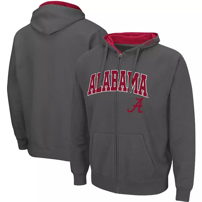 Men's Colosseum Gray Alabama Crimson Tide Arch & Logo 3.0 Full-Zip Hoodie,  Product Image