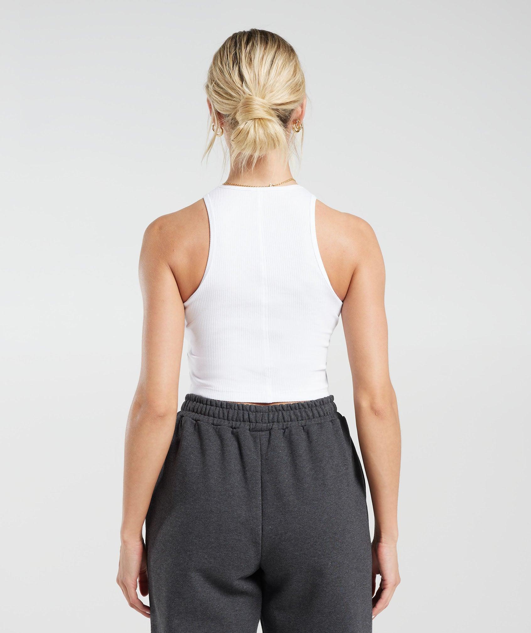 Gymshark Cotton Rib Midi Tank - White Female Product Image