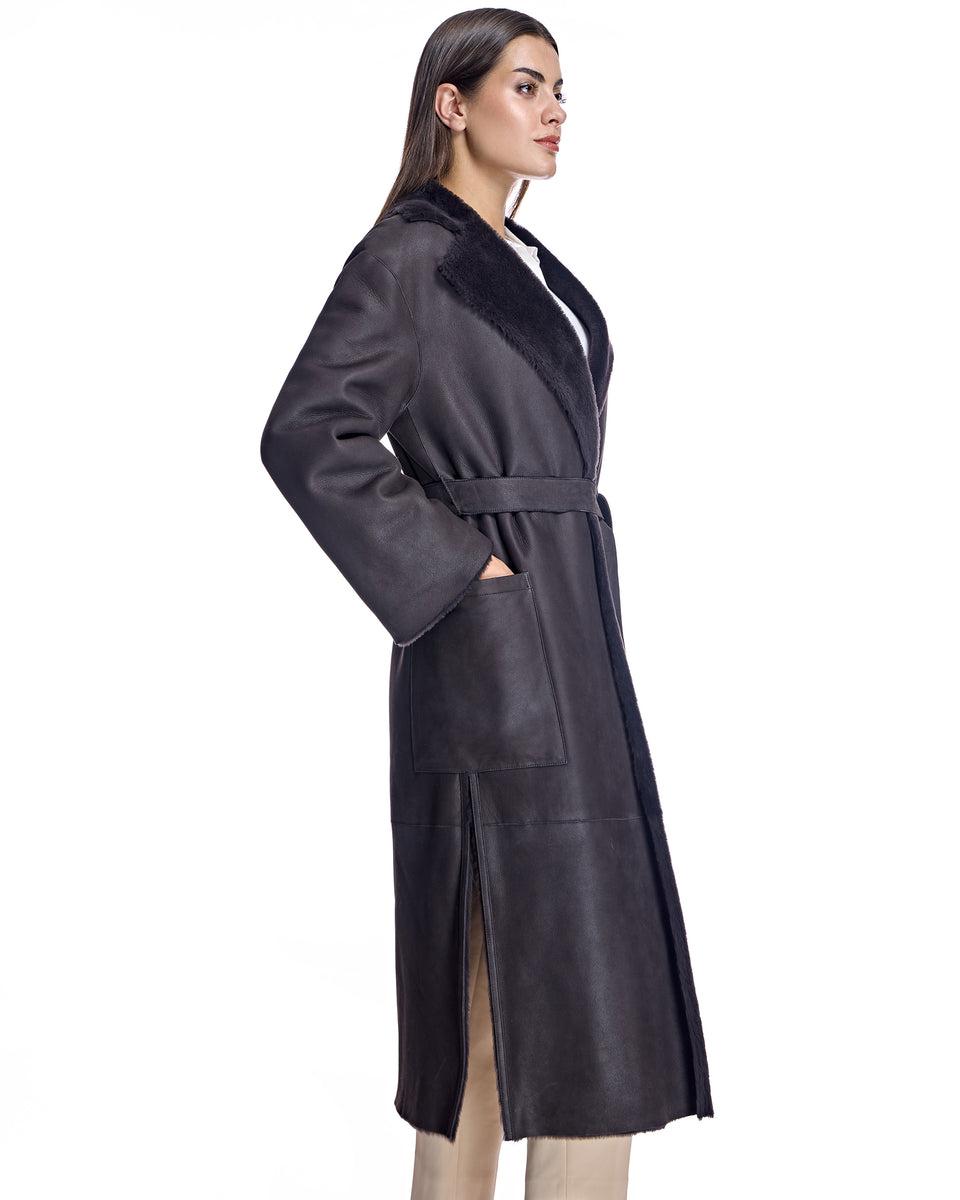 Belted Shearling Lamb Coat Product Image