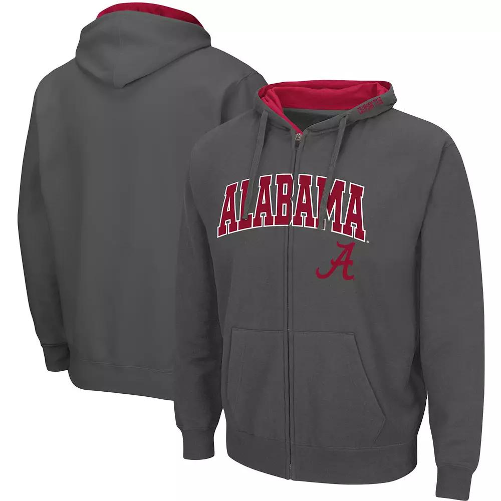 Men's Colosseum Gray Alabama Crimson Tide Arch & Logo 3.0 Full-Zip Hoodie,  Product Image