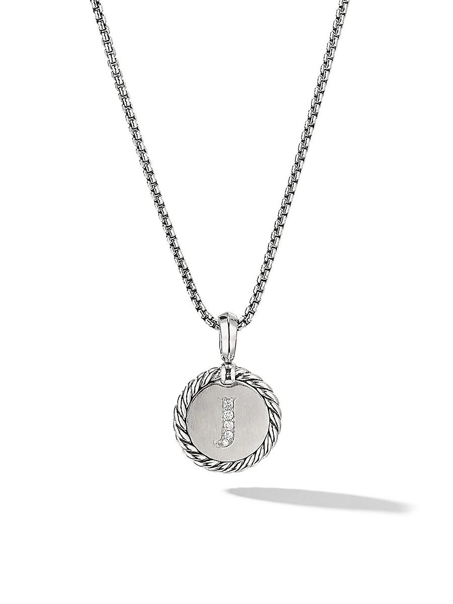 Womens Initial Charm Necklace in Sterling Silver Product Image
