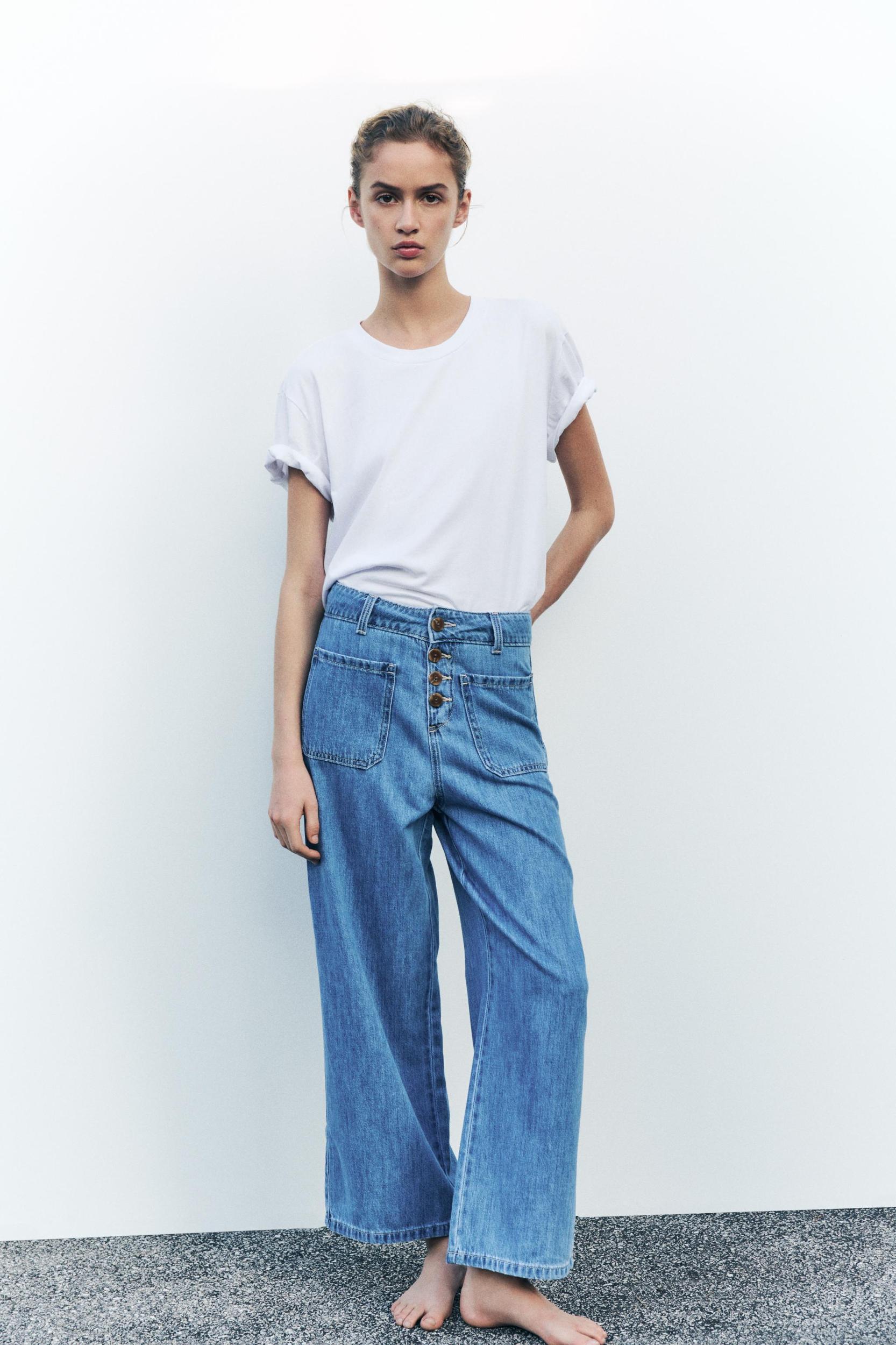 Z1975 HIGH RISE BUTTON CULOTTE JEANS Product Image