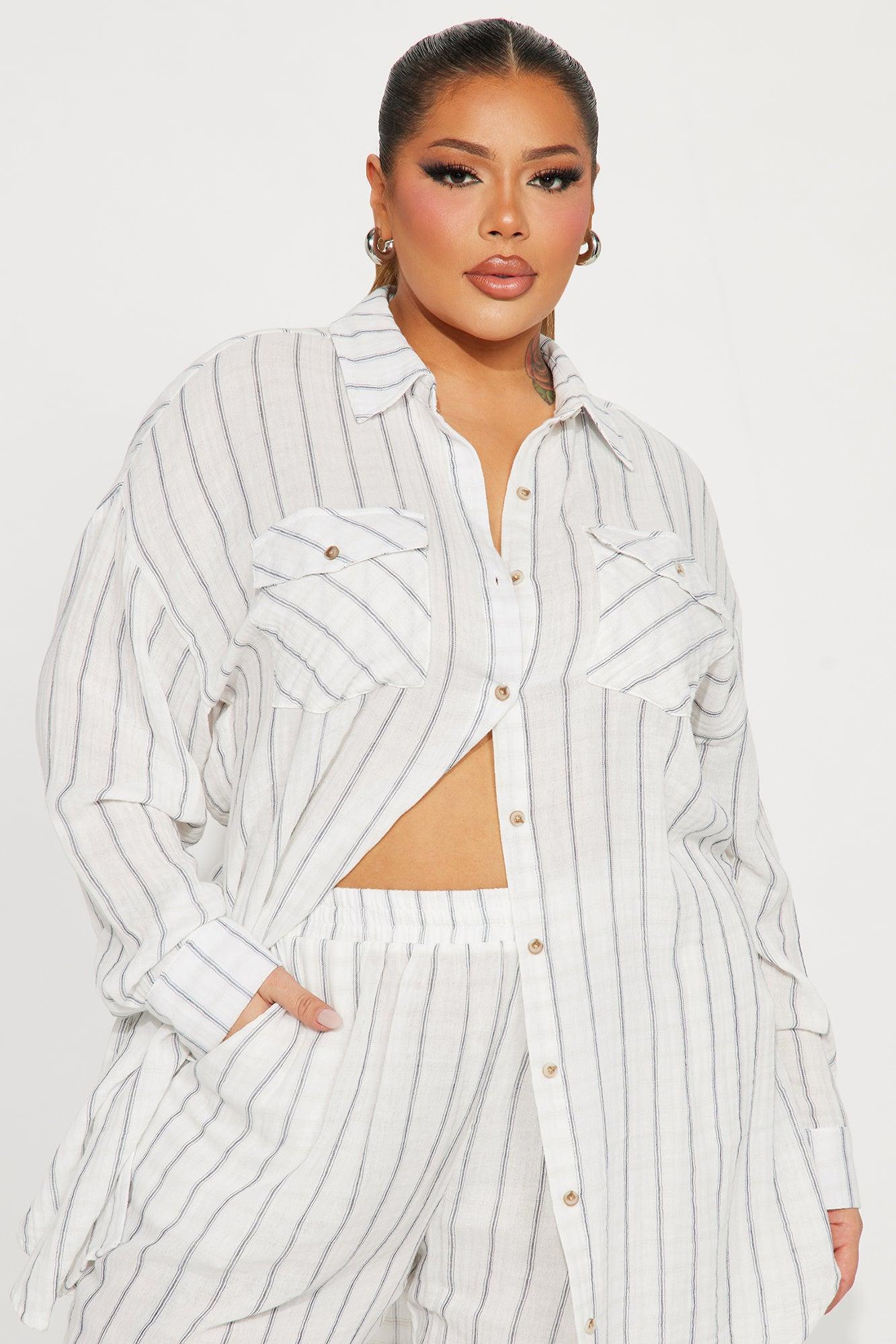 The Perfect Striped Pant Set - White/combo Product Image