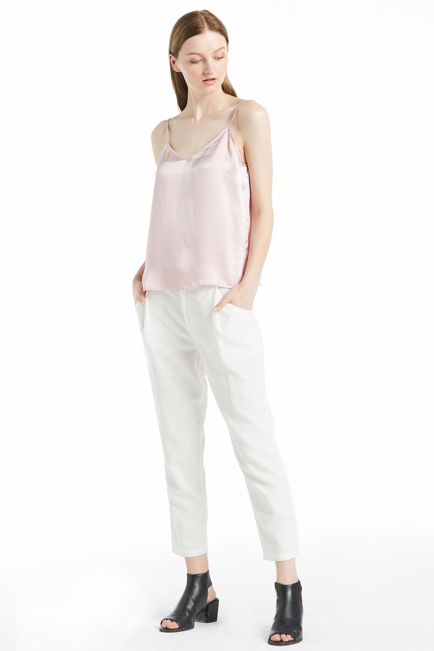  V Neck Front and Back Silk Camisole Product Image