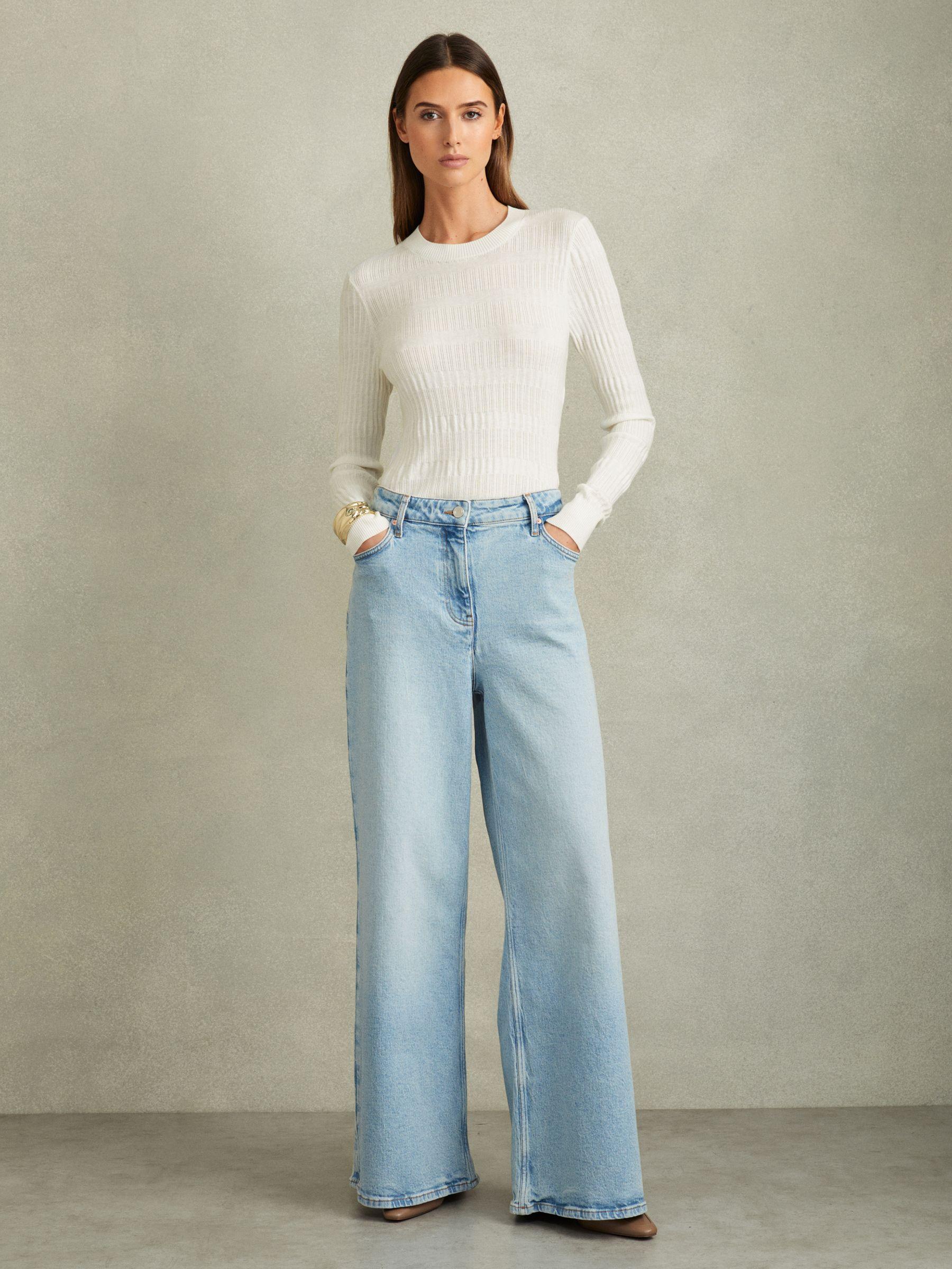 Ribbed Crew Neck Top in Ivory Product Image