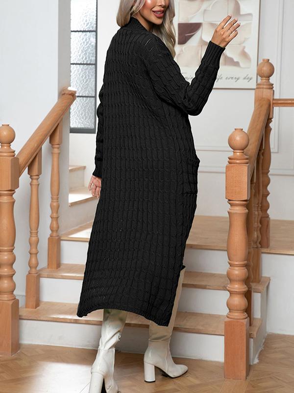 Long Sleeves Loose Solid Color Split-Joint Cardigan Coats Product Image