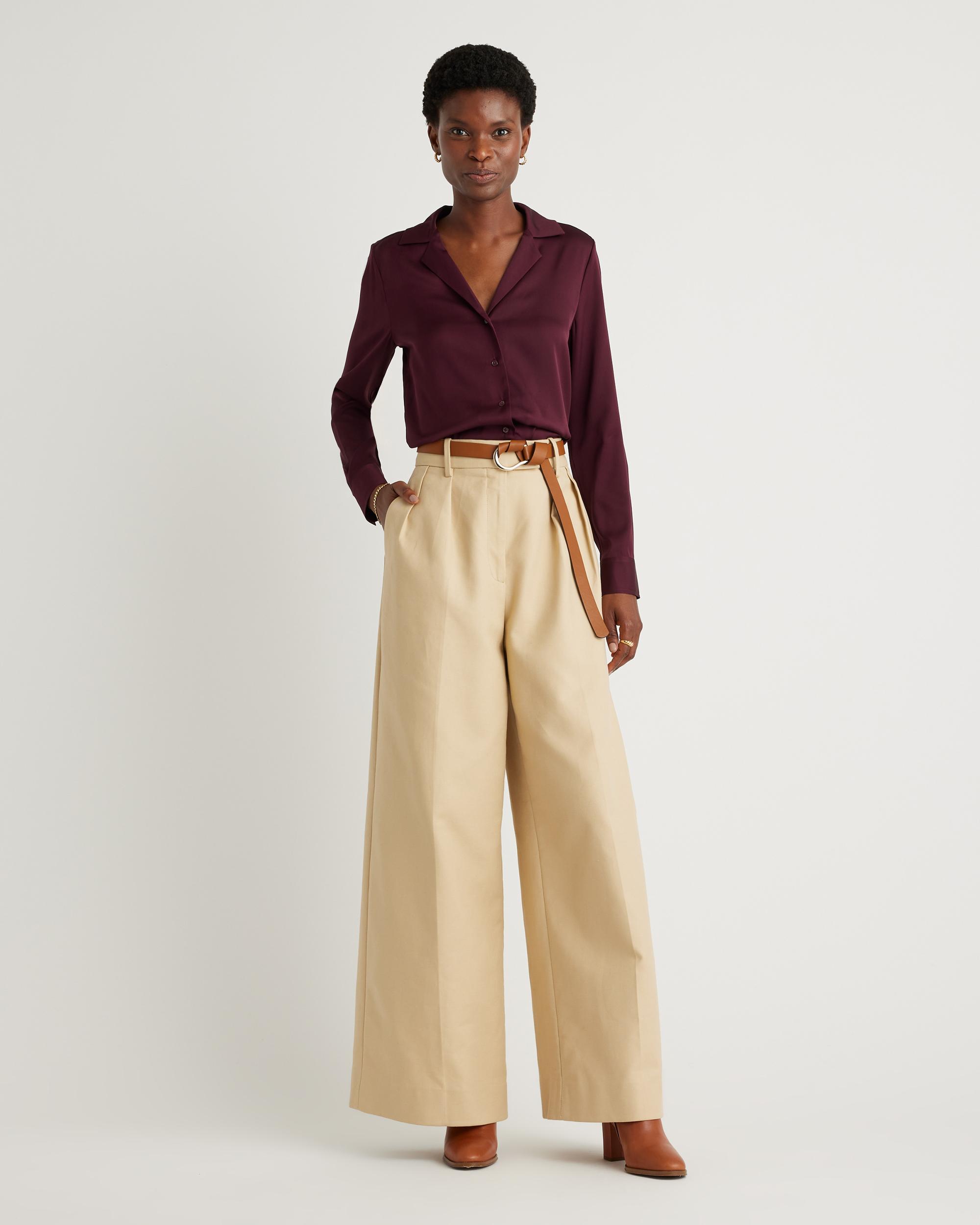 Quince | Women's Washable Stretch Silk Notch Collar Blouse Product Image