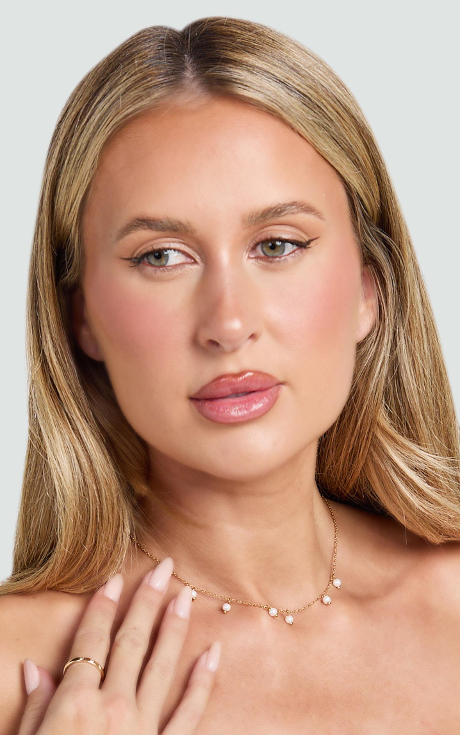 Portia Necklace - Multi Pearl Pendant Necklace in Gold Product Image