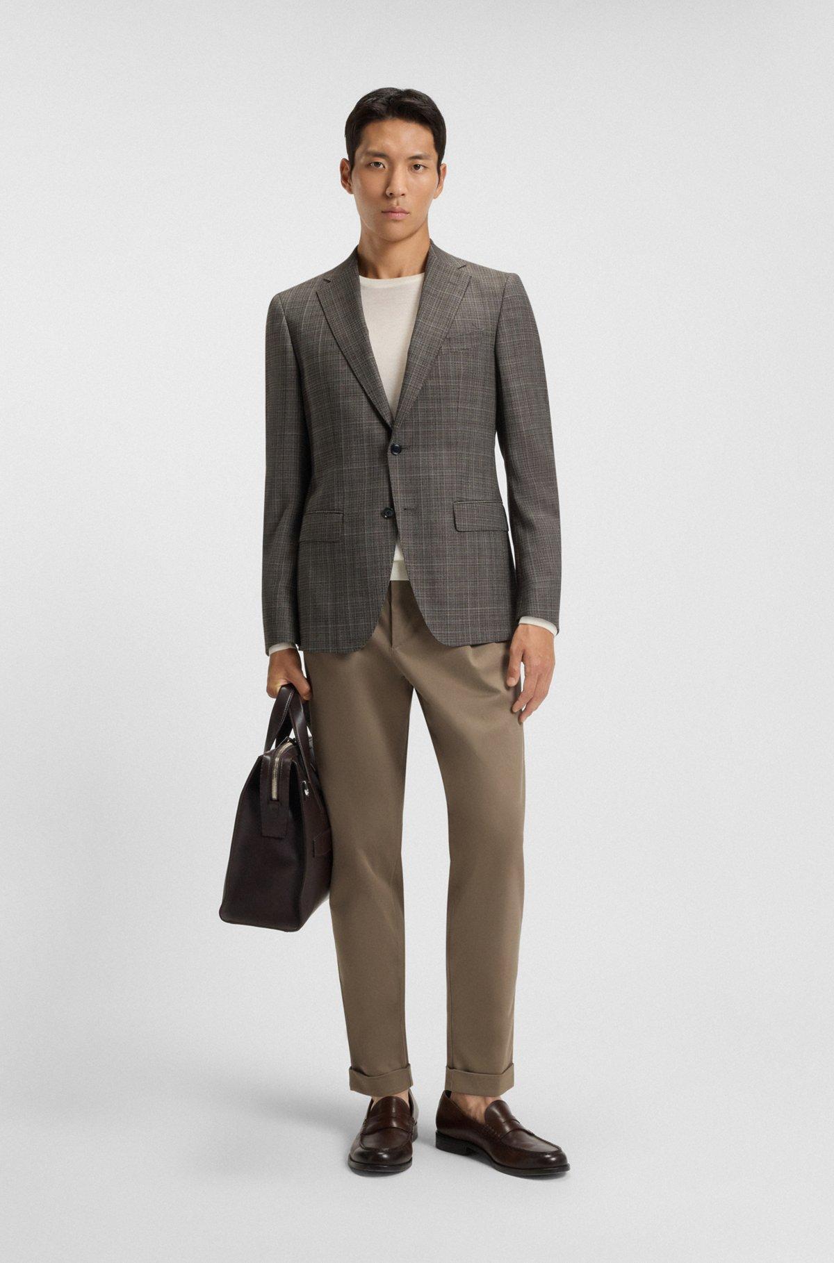 Slim-fit blazer in checked virgin wool Product Image